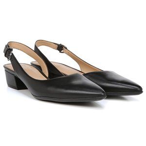 NIB Naturalizer Black Leather Banks Pointed Toe Flat Slingback